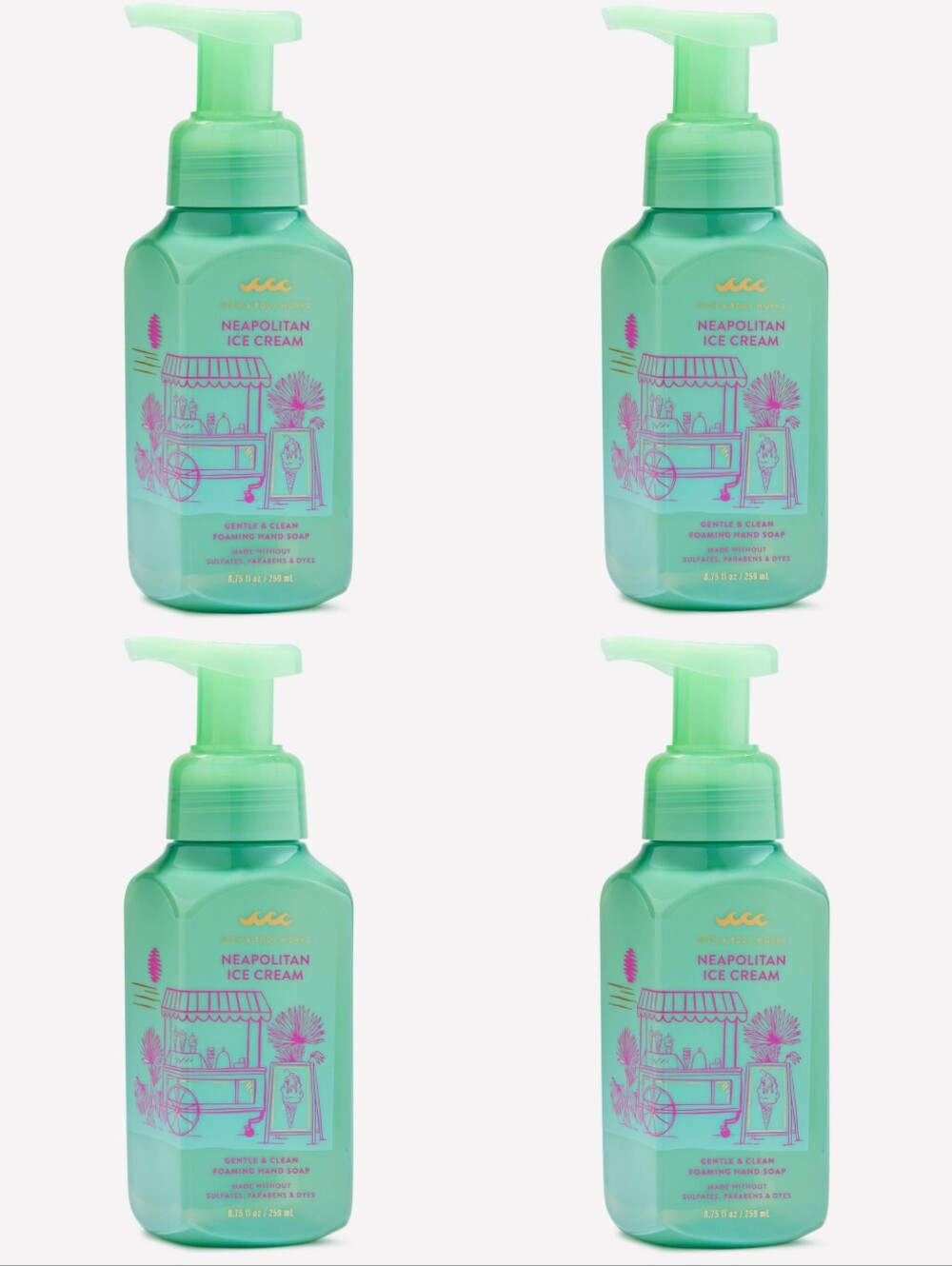 Bath & Body Works Neapolitan Ice Cream Foaming Hand Soap Set of 4 NEW RARE